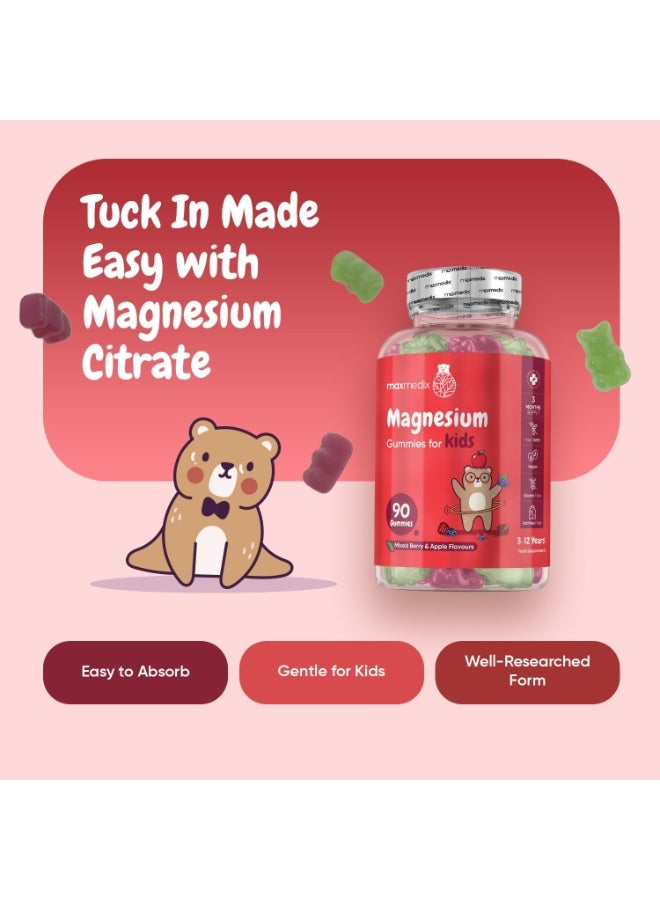 maxmedix Kids Magnesium Gummies - 90 Gummies - 3 Months Supply - Natural Mixed Berry and Apple Flavours - 727mg of Mg Citrate (80mg Elemental) - 1 per Day - Vegan, Gluten-Free & Lactose-Free Magnesium for Kids - Image 2