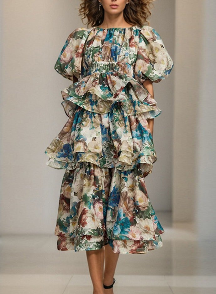 Madam Uniq Floral Ruffled Midi Dress - Image 1