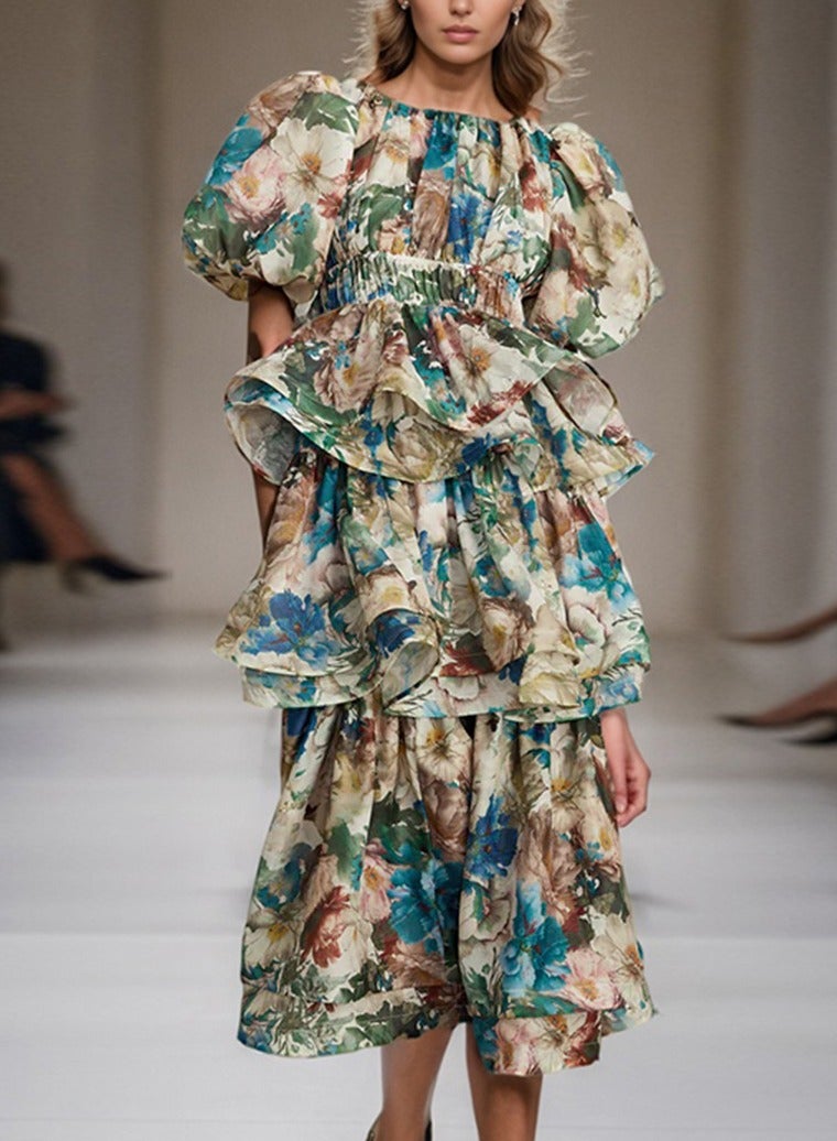 Madam Uniq Floral Ruffled Midi Dress - Image 2
