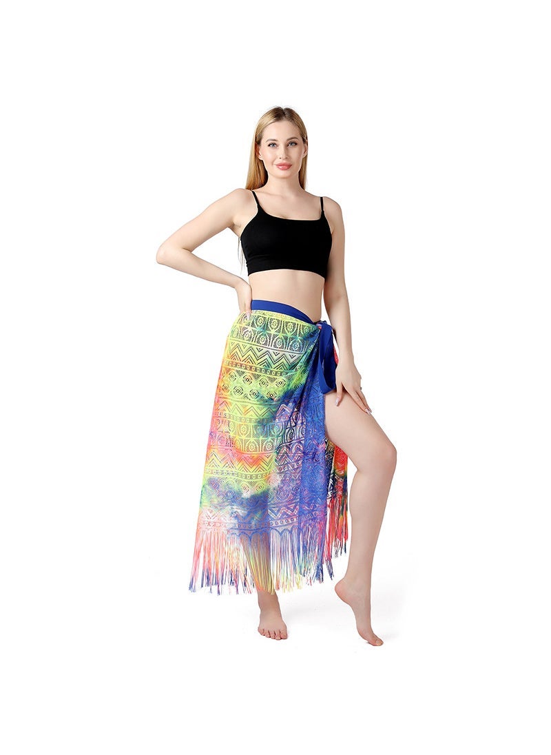 Generic Cross-border New Large Size Lace Beach Dress European and American Style Strap Beach Wrap Dress Bikini Blouse Sunscreen Shawl tie-dye 