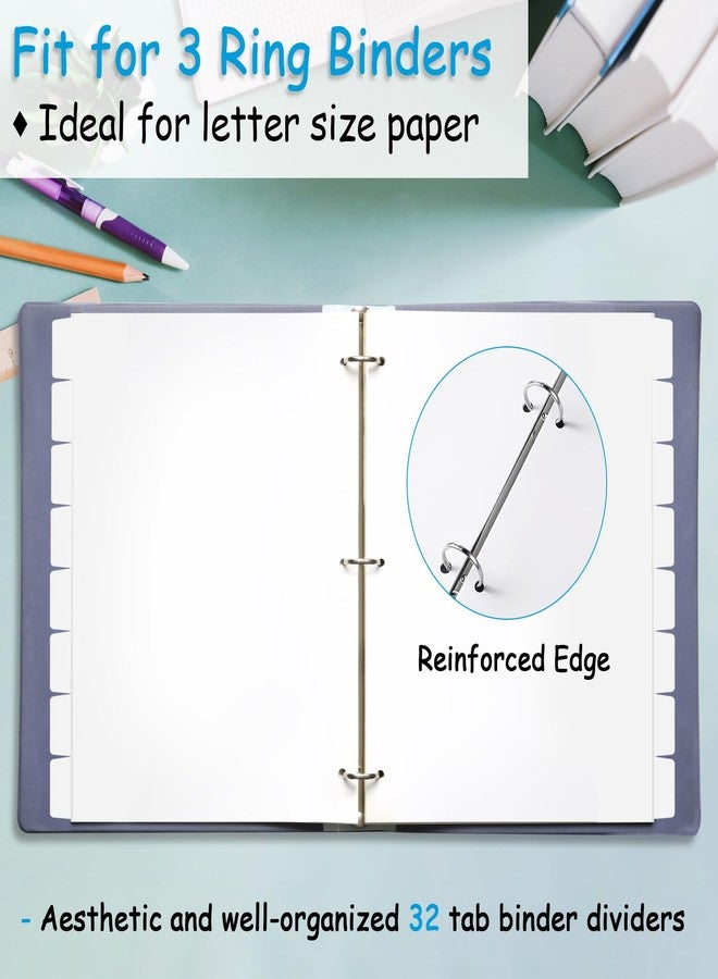 Coidea Binder Dividers for 3 Ring Binder, 1/8 Cut Tabs, Letter Size, Blank Write On Page Dividers with 8 Big Tabs for School Office Home, 4 Sets, 32 Dividers, White - Image 5