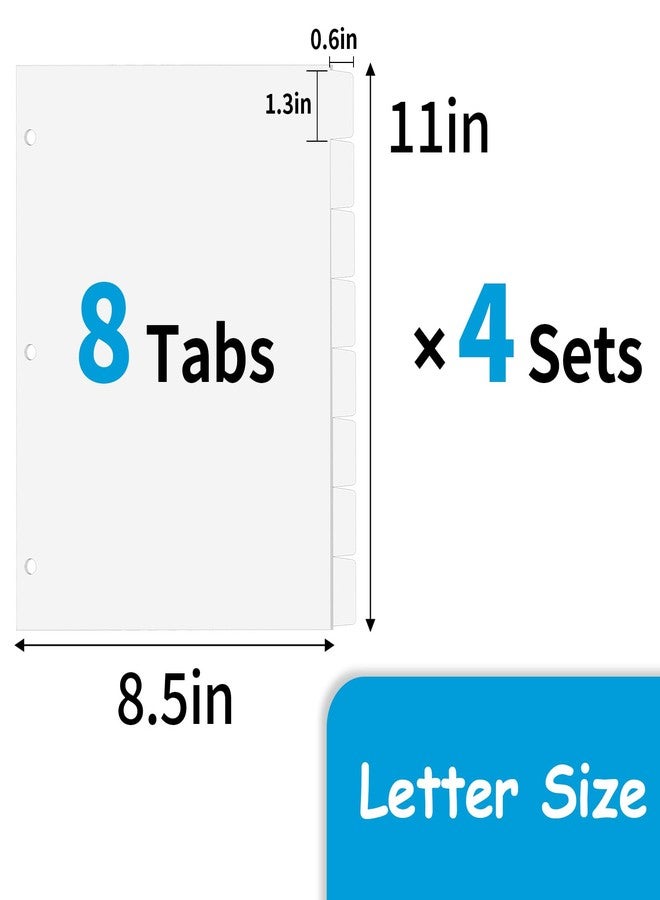 Coidea Binder Dividers for 3 Ring Binder, 1/8 Cut Tabs, Letter Size, Blank Write On Page Dividers with 8 Big Tabs for School Office Home, 4 Sets, 32 Dividers, White - Image 3
