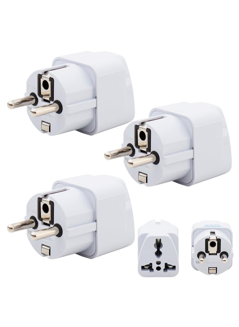 HI PLASST PINS N PLUGS HiPlasst India to Europe Travel Adapter Pack of 3 Schuko Plug Type EF European Plug Adapter Universal Socket for Europe Germany Spain Netherland France  - Image 1