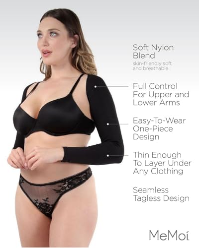 SlimMe Reach Arm Slimming Sleeve Shaper - SlimMe by MeMoi - Shaping Shrug Black Medium - Image 3