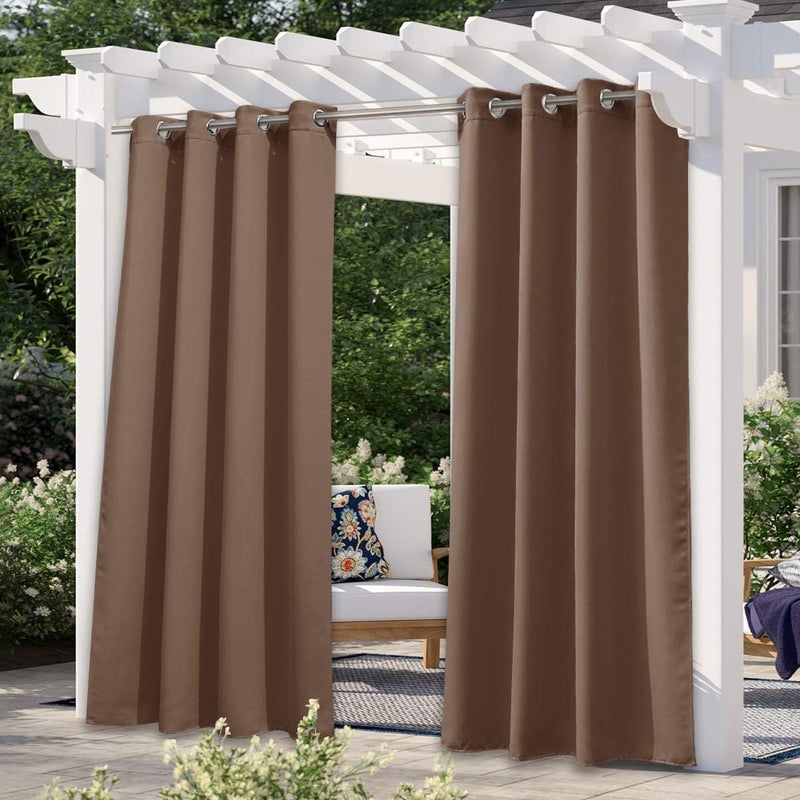 NICETOWN NICETOWN Indoor  Outdoor Blackout Curtain UV Protection Blackout Vertical Blind Etra Long 120 Inch Sunlight Blocking Vertical Drape for Living RoomFront YardHall Tan 1 Piece 52 Wide