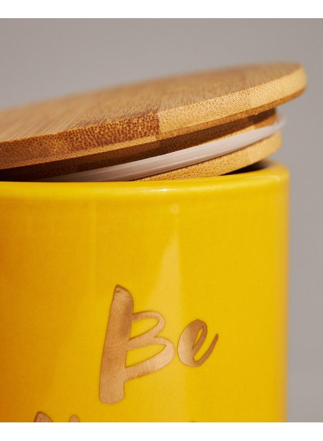 Chumbak Good Vibes Ceramic Jar - Yellow - Image 5