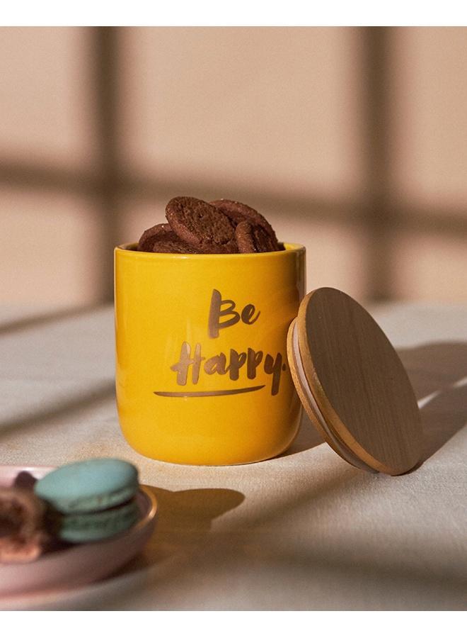 Chumbak Good Vibes Ceramic Jar - Yellow - Image 1