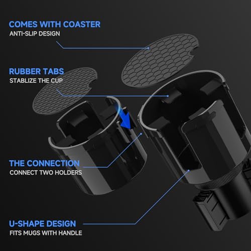DYLEN Car Cup Holder Expander, 2 in 1 Cup Holder Adapter Extender for Car with Expandable Insert, Fits Yeti, Hydroflask and Other Large Water Bottles & Mugs in 2.2"-4.6" (10-46oz) - Image 2