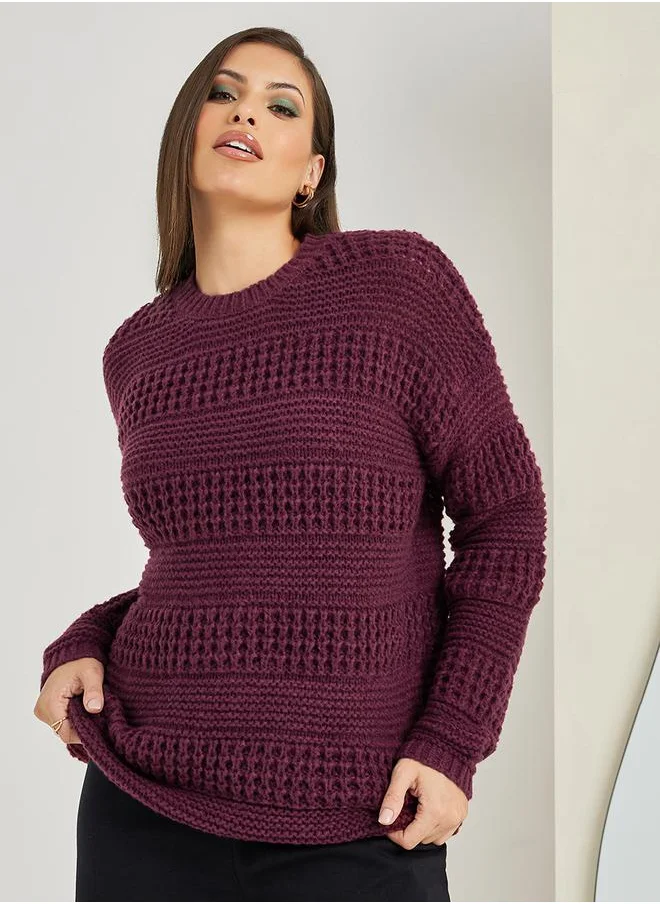 ستايلي Oversized Textured Chunky Knit Sweater