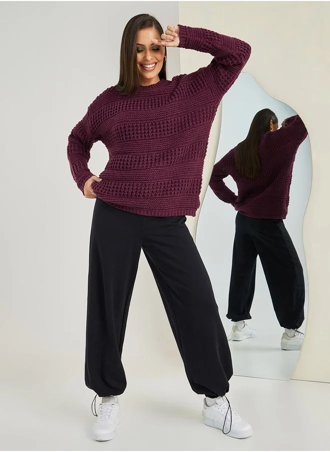 ستايلي Oversized Textured Chunky Knit Sweater