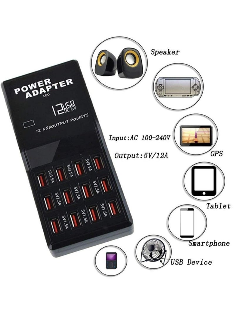 Captaintech USB Charger 12 Port USB Desktop Hub Wall Charger Charge All Your Devices with Ease for Smartphone Tablets - Image 5