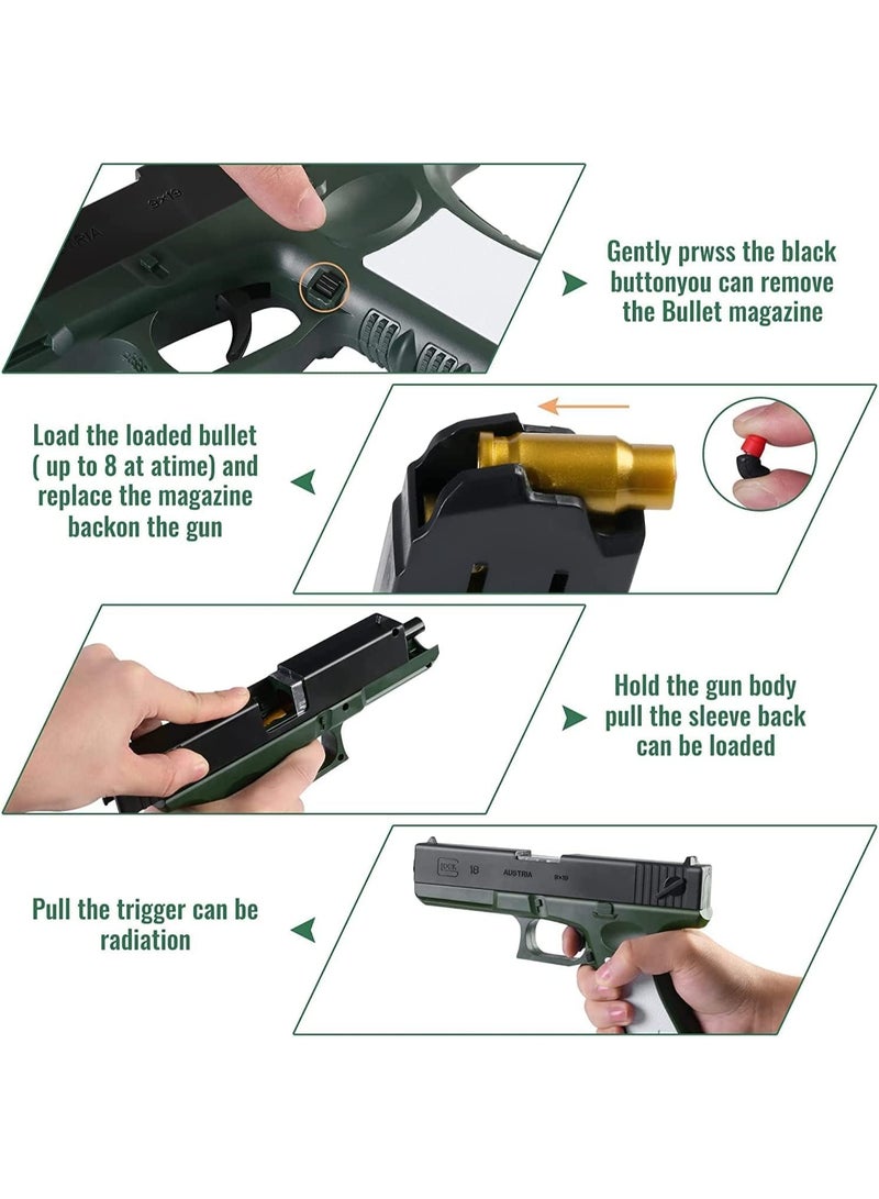 مسدس ألعاب "غلوك" (Glock) يطلق رصاصات إسفنجية ناعمة - مزود بمخزن للذخيرة ورصاصات وكاتم للصوت - هدية للأطفال (لون أسود) - Image 4