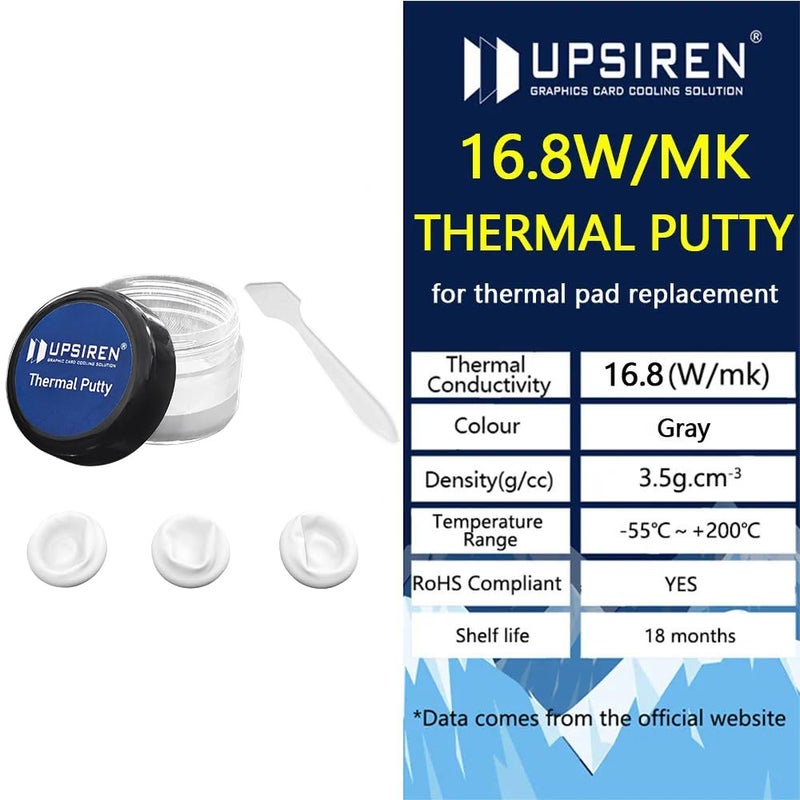 UPSIREN Ultra 16.8w/mk Thermal Putty for VGA GPU IC Processor Rapid Cooling Thermal Pad Replacement Heat Blocking Putty (50g) - Image 3