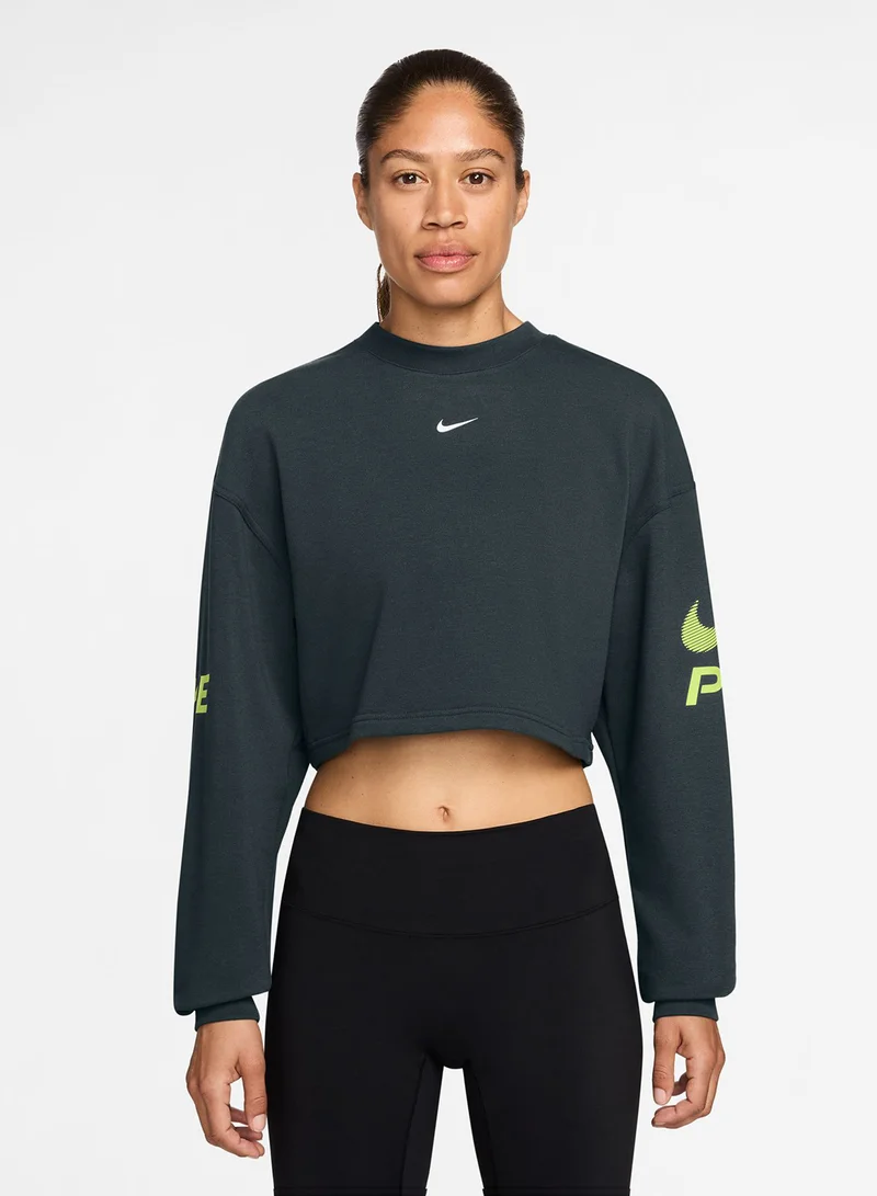 Nike Pro Dri-Fit Fleece Graphic Crewneck Sweatshirt