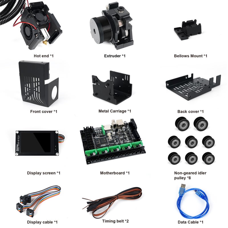 آخراج عالي السرعة: مجموعة محسّنة عالية السرعة بنسبة ترجيحية 9.5:1 بلون رمادي - سراعة طباعة قصوى 350 مم/ثانية نافذان مزدوجان لـ نهاية ساخنة عالية السرعة لـ طابعة 3D Twotrees SP-5 - Image 4