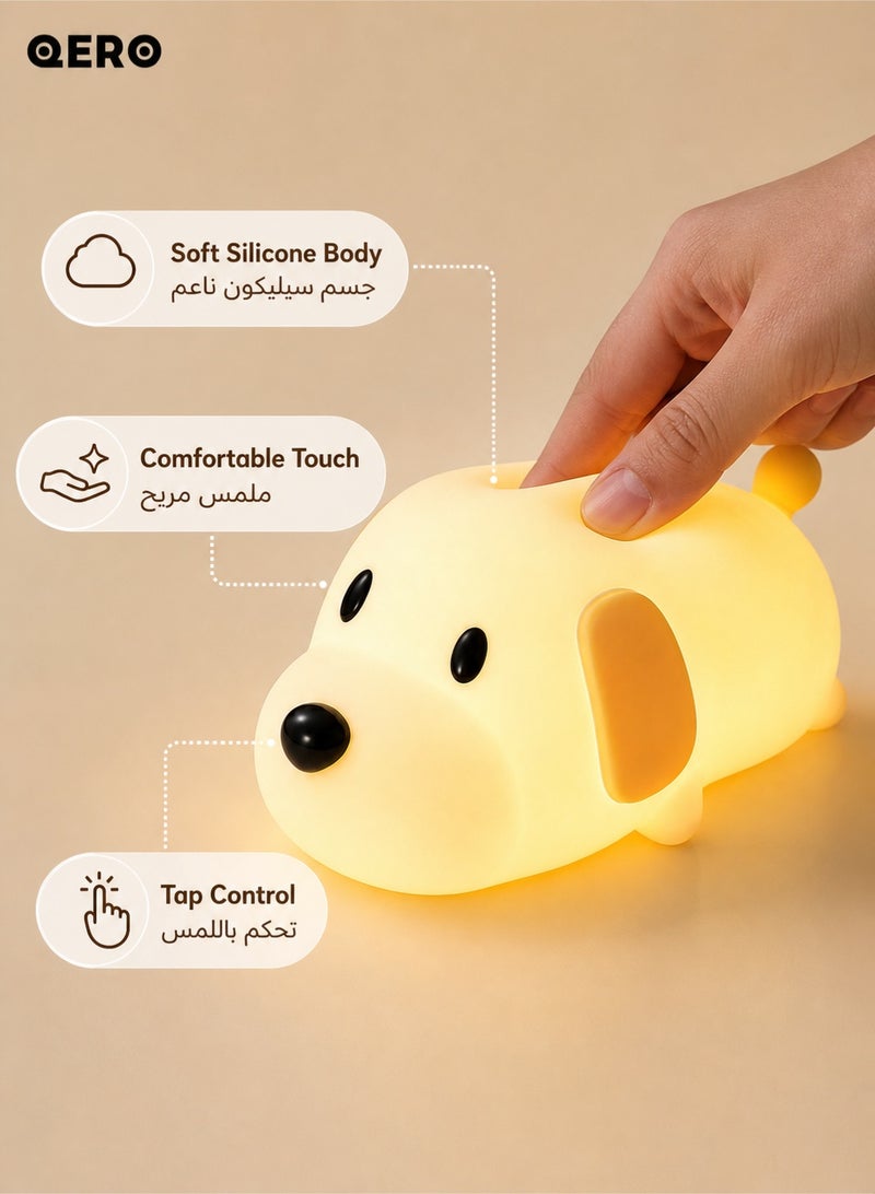 كيورو QERO Puppy Night Light for Kids, Rechargeable Soft Silicone Dog Lamp, Dimmable Bedside Nursery Light with Tap Control, 30/60 Min Timer, Cute Gift for Baby Boys Girls - Image 2