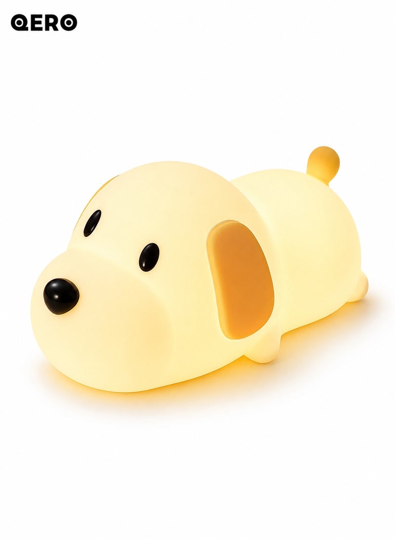 كيورو QERO Puppy Night Light for Kids, Rechargeable Soft Silicone Dog Lamp, Dimmable Bedside Nursery Light with Tap Control, 30/60 Min Timer, Cute Gift for Baby Boys Girls - Image 1