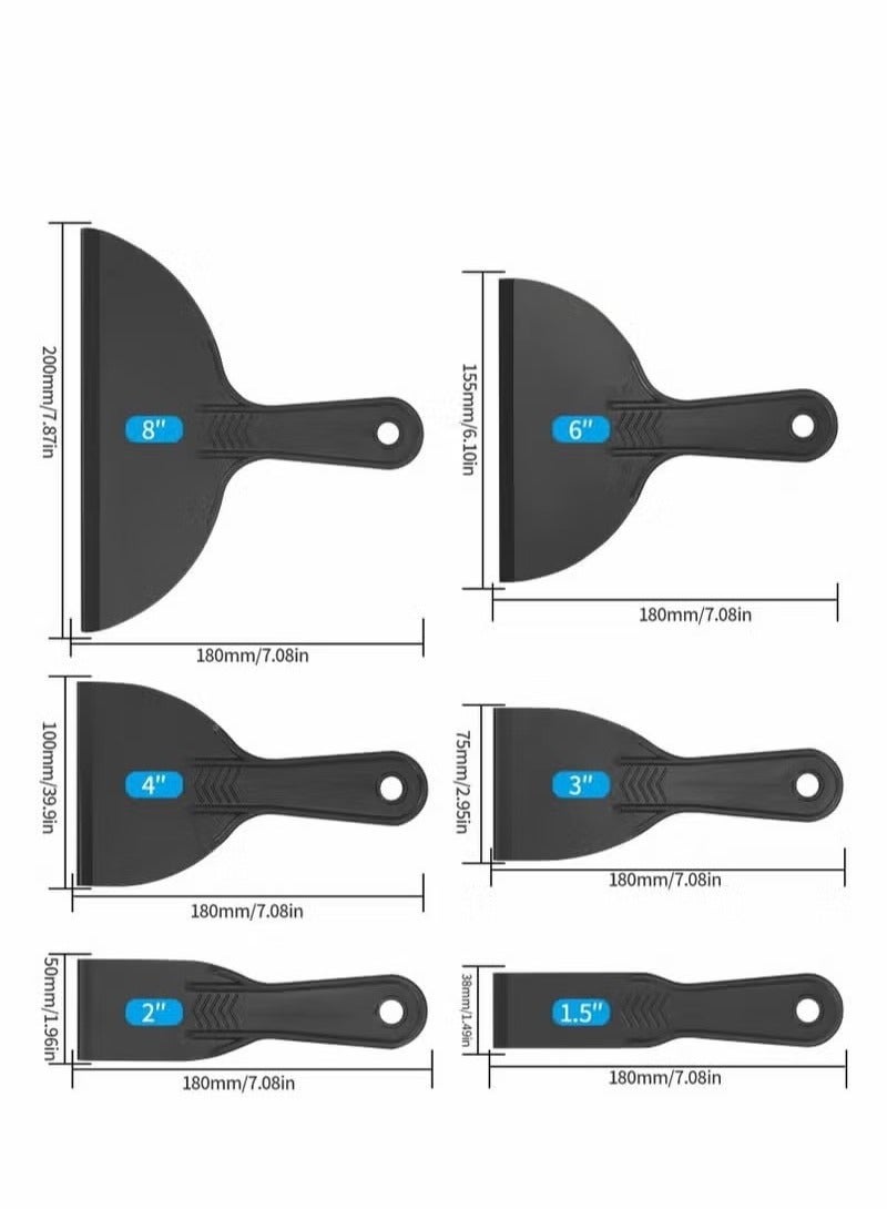 GMORO 6 Pcs Plastic Putty Knife Set, Paint Scrapers Tools, Filler Spatula Scraper for Spackling, Patching, Decals, Wallpaper, Remover Sticker, Car Painting  - Image 4