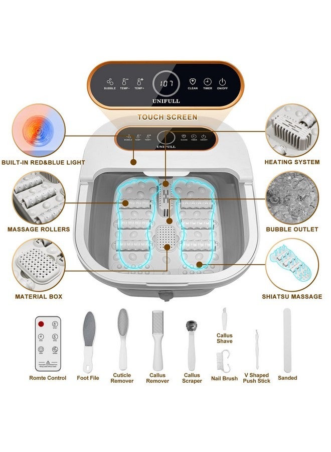 يونيفل حوض استحمام سبا للقدمين قابل للطي مع حرارة، شاشة تعمل باللمس، جهاز تحكم عن بعد، بكرات تدليك، مؤقت، فقاعات، مجموعة باديكير للقدمين، باديكير سبا للقدمين مع التحكم في درجة الحرارة، حمام للقدمين - Image 3