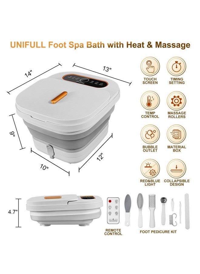يونيفل حوض استحمام سبا للقدمين قابل للطي مع حرارة، شاشة تعمل باللمس، جهاز تحكم عن بعد، بكرات تدليك، مؤقت، فقاعات، مجموعة باديكير للقدمين، باديكير سبا للقدمين مع التحكم في درجة الحرارة، حمام للقدمين - Image 2