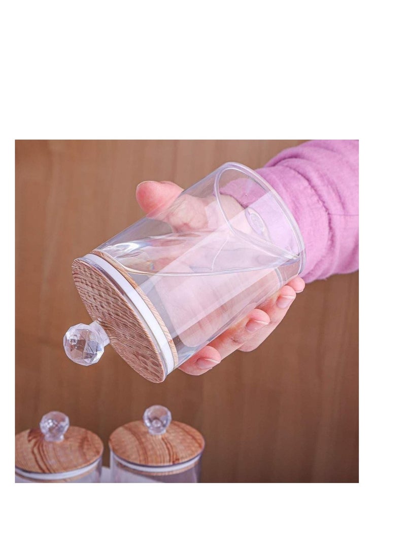 Acrylic Sugar Bowl Set with Base - 4 Pieces with Wooden Lid and Silicone Frame (Capacity 300ml Each) Y - Image 2