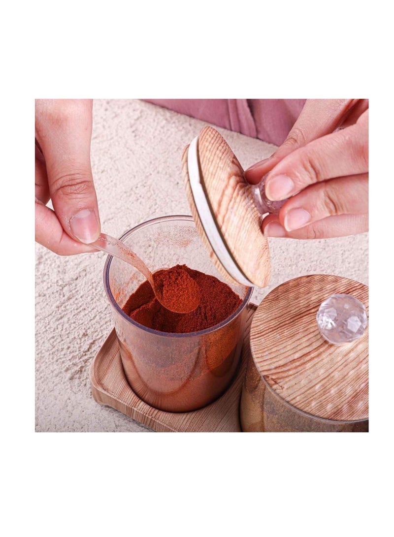 Acrylic Sugar Bowl Set with Base - 4 Pieces with Wooden Lid and Silicone Frame (Capacity 300ml Each) Y - Image 4