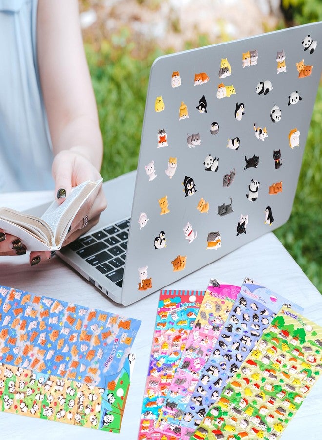 Jactales Cute Mini Puffy Animal Stickers for Girls Adults-Kawaii Tiny 3D Penguin Cat Puppy Panda Bear Stickers for Kids,Small Raised Puff Stickers for Notebook Phone Digital Camera Deco,6 Sheets. - Image 4