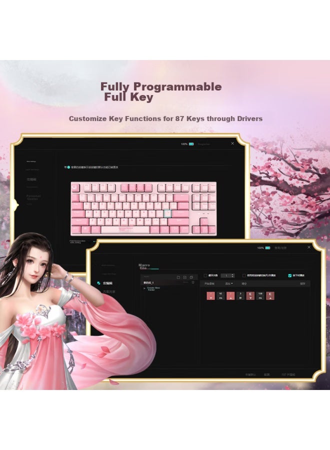 Dearmo F87 Mechanical Keyboard Tang Dynasty Uni Co-branded Edition Wireless 2.4g Bluetooth Tri-mode Full Hot-swappable Keyboard With Heat-resistant Keycaps, Built-in Rechargeable Battery, Bahaoyi Red Switch - Image 5