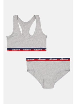 Ellesse Women 2 Pieces Brand Logo Bralette And Underwear Set, Grey  - Image 1