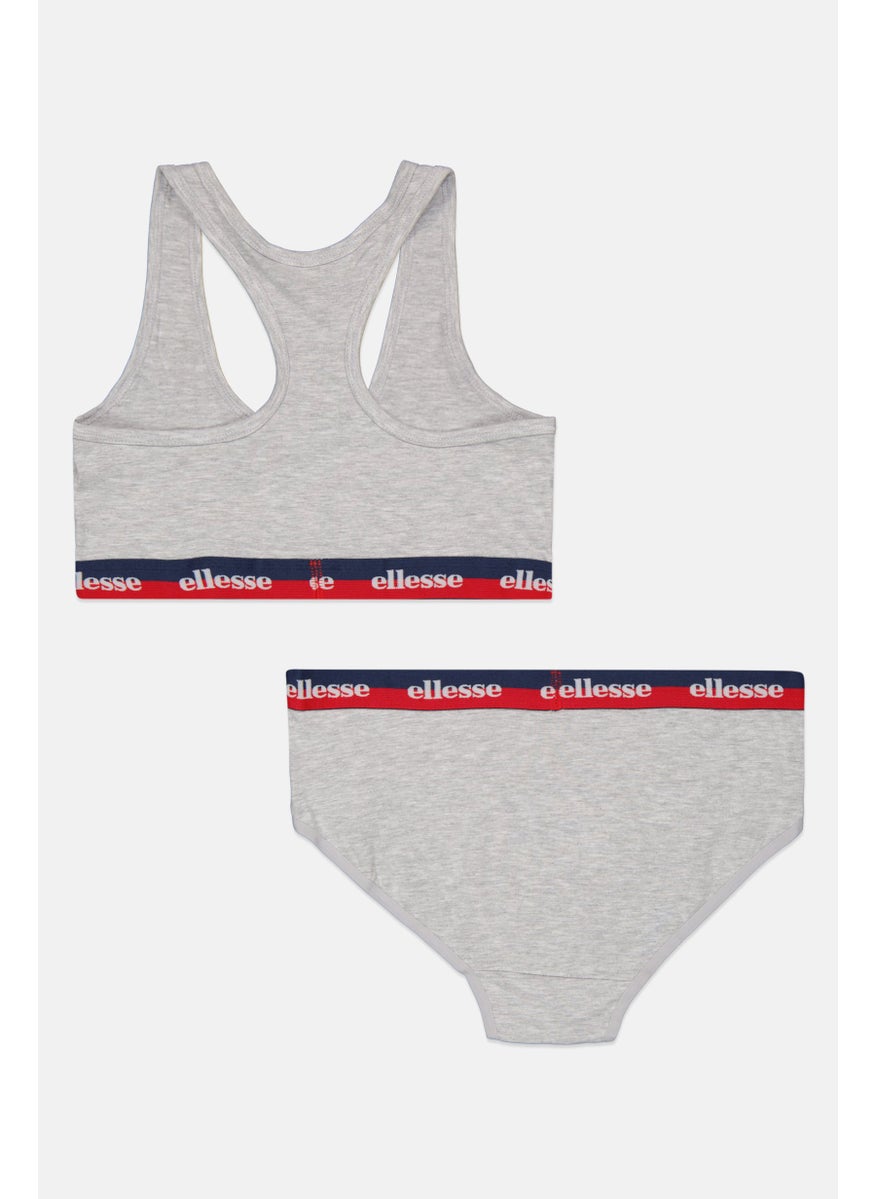 Ellesse Women 2 Pieces Brand Logo Bralette And Underwear Set, Grey  - Image 2