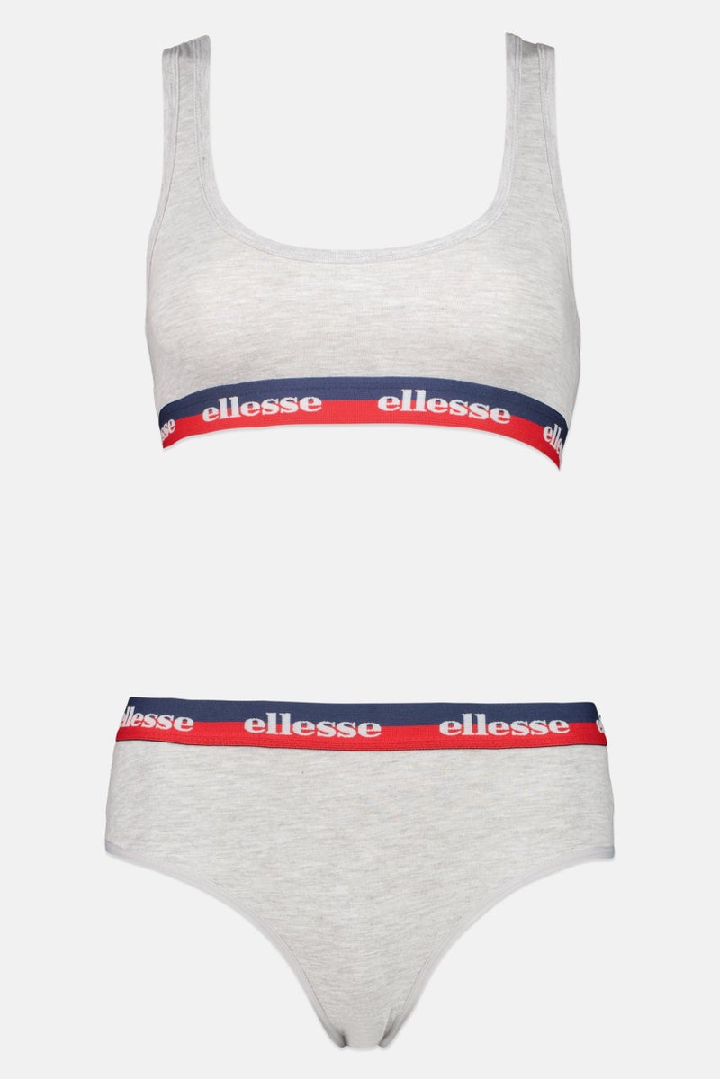 Ellesse Women 2 Pieces Brand Logo Bralette And Underwear Set, Grey - Image 3