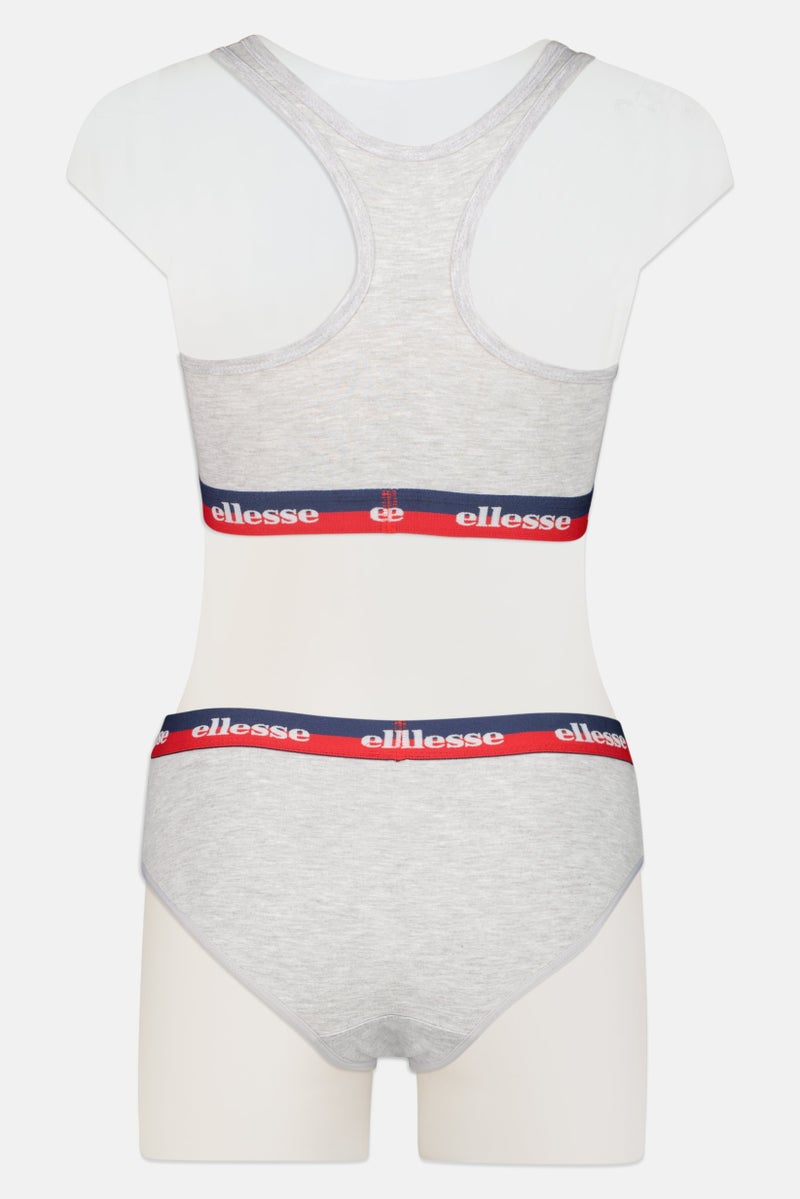 Ellesse Women 2 Pieces Brand Logo Bralette And Underwear Set, Grey - Image 2