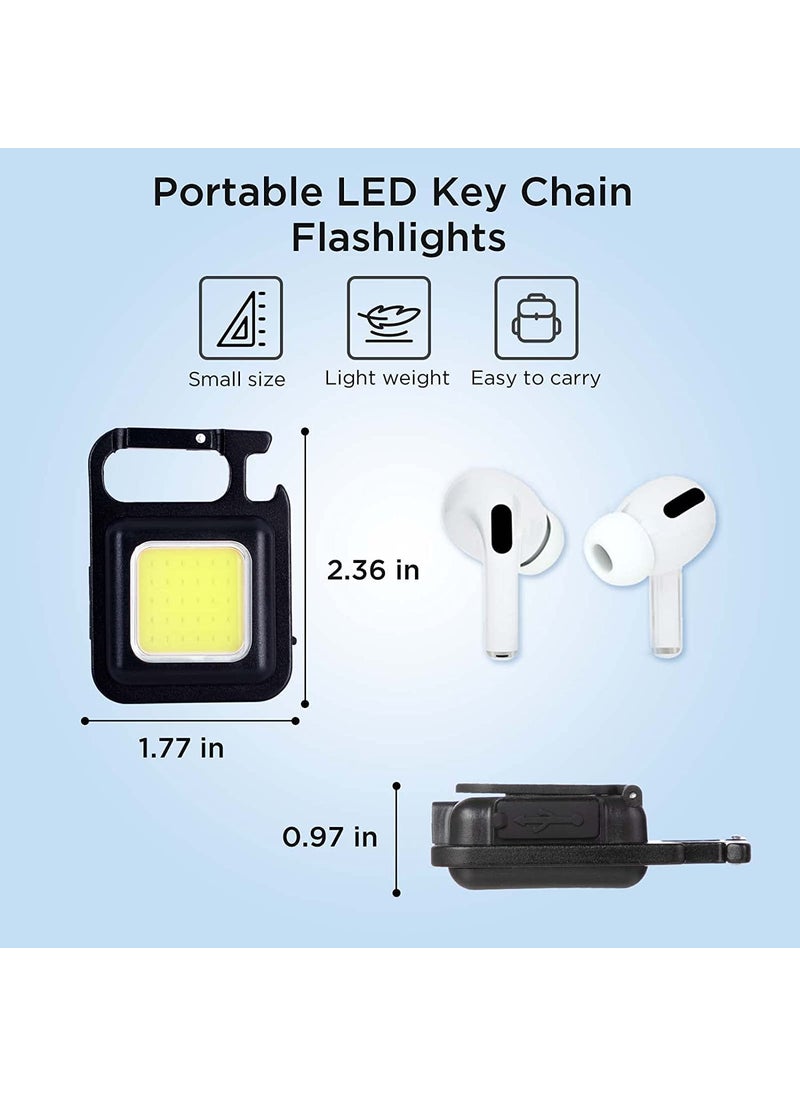 Threesky Threesky 2000 Lumens LED COB Key Chain Flashlights Small Water Resistant USB Rechargeable Magnetic Work Light 3 Light Modes Portable Mini Light with Folding Bracket for Walking 2  - Image 2