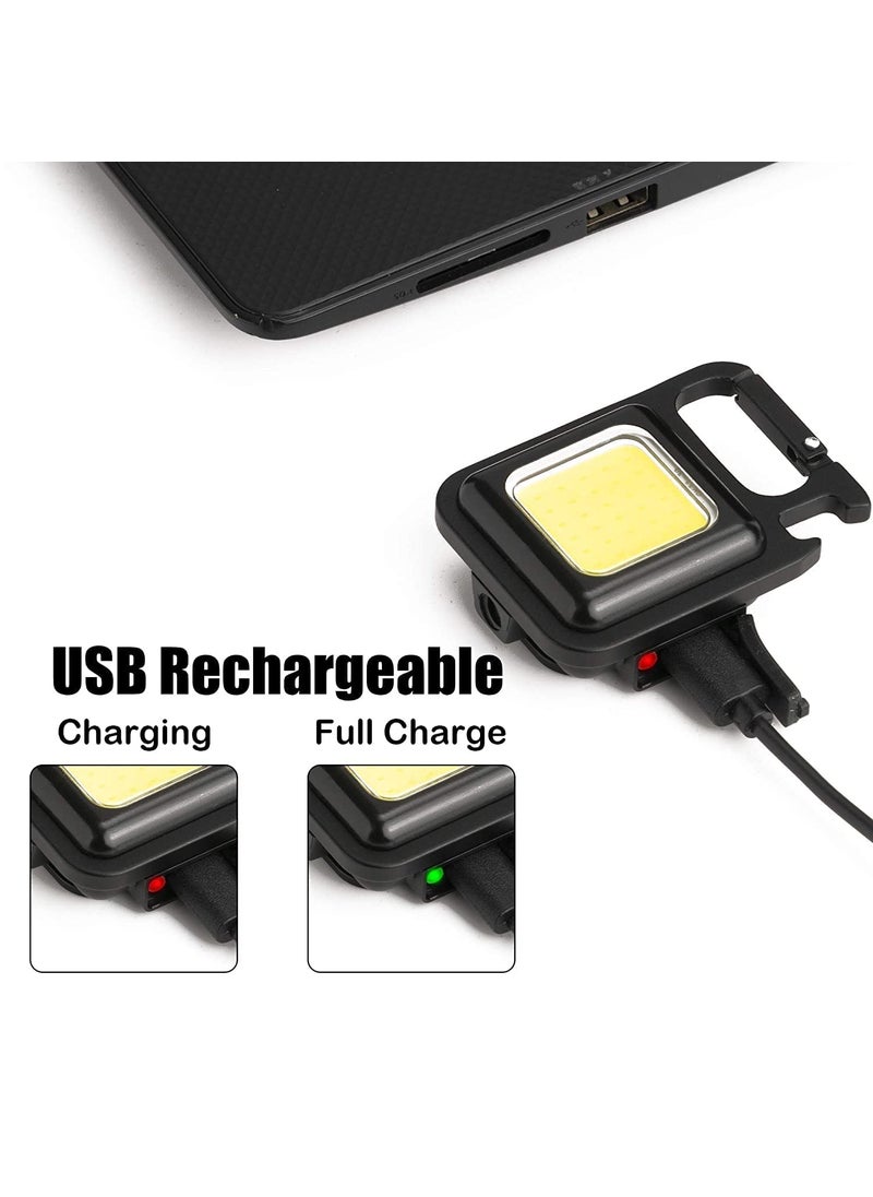 Threesky Threesky 2000 Lumens LED COB Key Chain Flashlights Small Water Resistant USB Rechargeable Magnetic Work Light 3 Light Modes Portable Mini Light with Folding Bracket for Walking 2  - Image 3