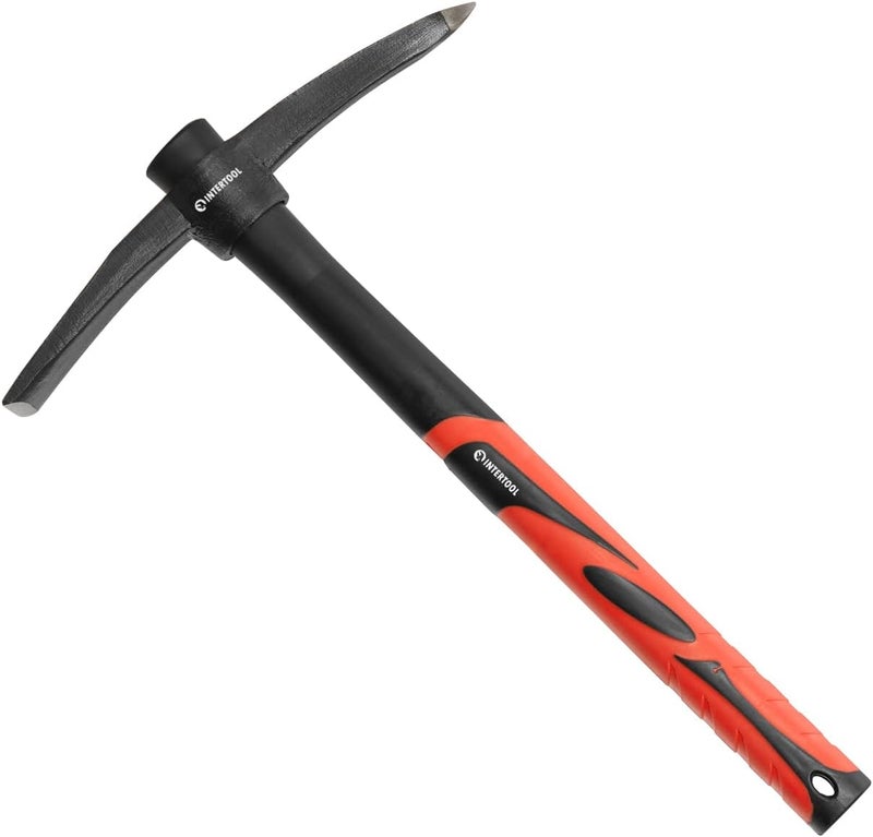 INTERTOOL Small Pick Axe -15-Inch Forged Steel Weeding Mattock Adze Hoe 1.5 lb with Anti-Slip Fiberglass Handle - Heavy-Duty Garden Tool for Roots, Rocks, Digging & Camping HT08-0303 - Image 4
