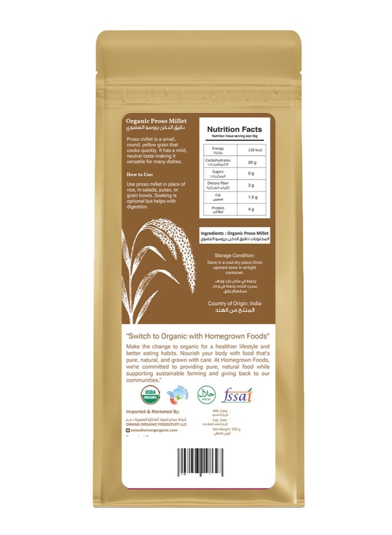 Homegrown Organic Proso Millet – 500g | Gluten-Free, High Fiber & Easy to Digest - Image 1