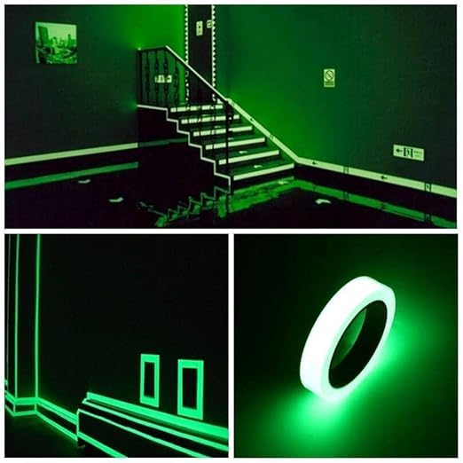 BuntyChiku Glow in The Dark Green Light Luminous Radium Tape Sticker Removable Waterproof Photoluminescent Glow in The Dark Safety Tapefor Home OfficeParty Wall Decorative Sticker Green - Image 2