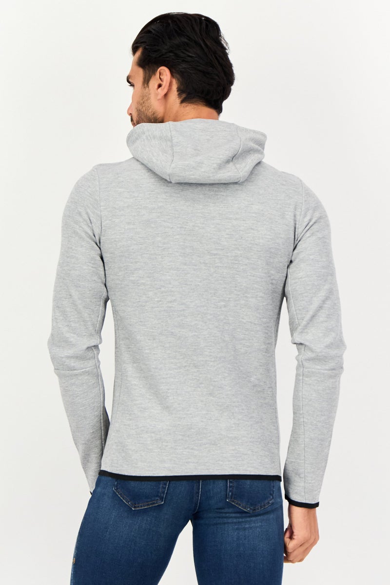 Celio Men Heather Long Sleeve Hooded Sweatshirt, Grey - Image 2