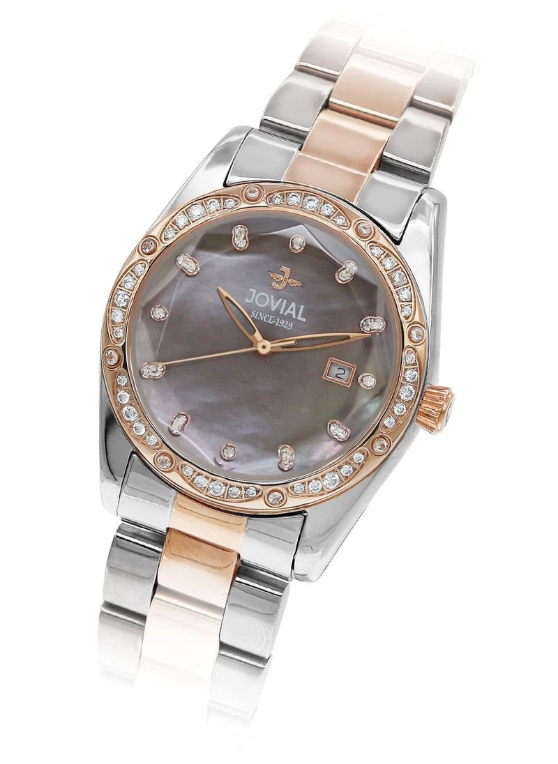 Jovial JOVIAL 9157LAMQ02ZE  Women's Fashion Metal Band watch. 32mm, Quartz, Grey Dial  - Image 2