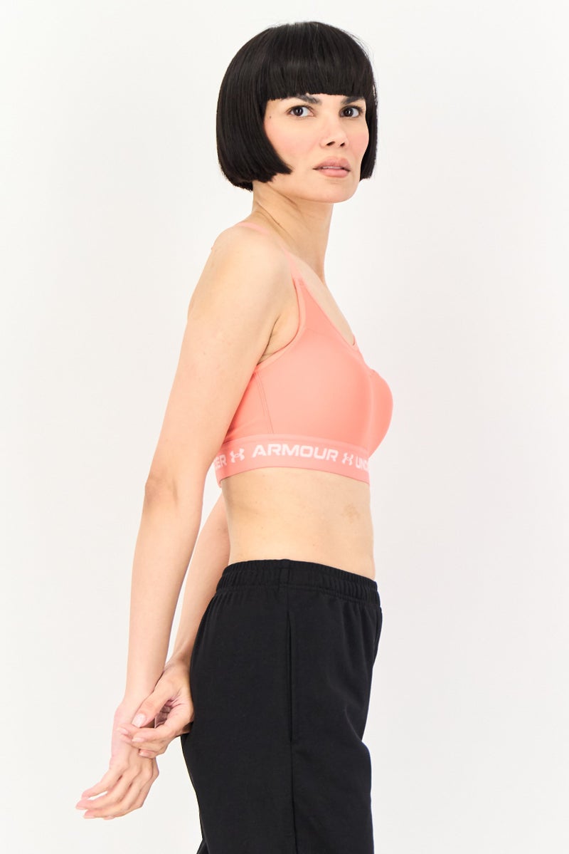 UNDER ARMOUR سوتيان رياضي نسائي بظهر متقاطع مبطن عالي من ماركة، خوخي داكن - Image 3