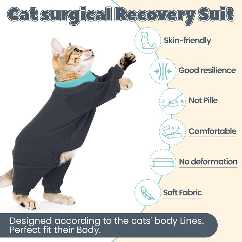ADNIKIA Cat Hair Sticky Onesie, Prevent Hair Loss Cat Pajamas, Long Sleeves Anti-Licking & Skin Disease Recovery Suit for Cats, Sphynx Clothes Costumes Outfits for Pet - Image 5