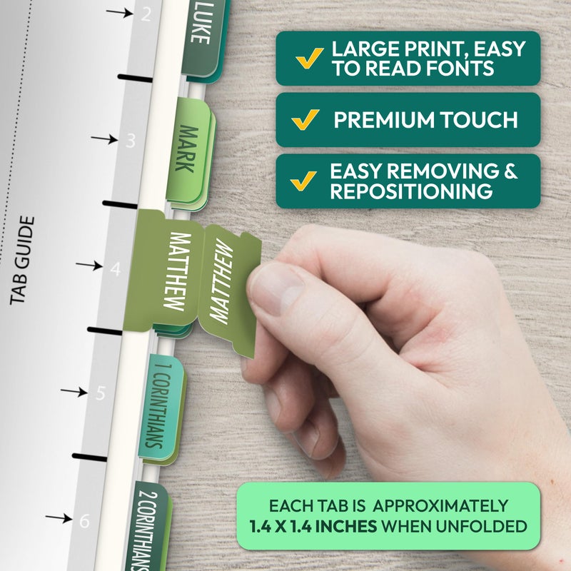 Only Zest Green Bible Tabs, 90 Large Print Bible Index Tabs for Study Bible, Laminated Easy-to-Read Label, Christian Gift for Women, Men, Kids - Image 2