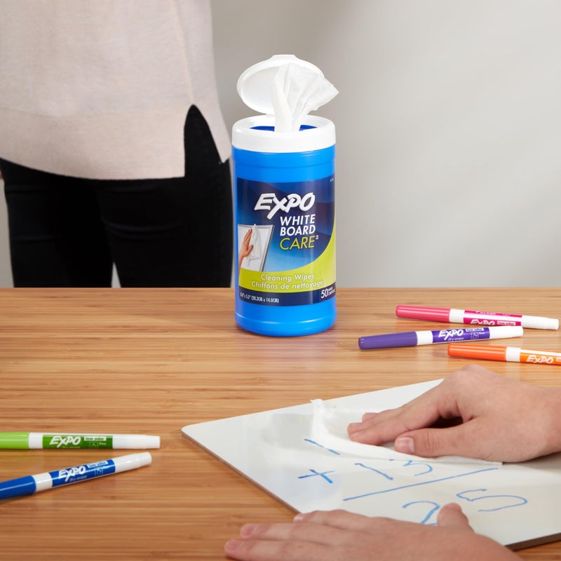 EXPO White Board Care Dry Erase Wipes, 8-Inches x 5.5-Inches, 50 Count - Image 2