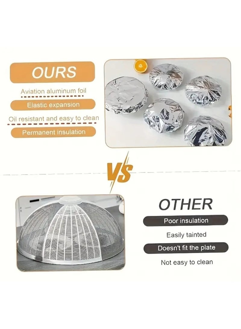 LDQ 20 Pcs Reusable Aluminum Foil Bowl & Cup Lids, Heat Resistant, Leak Proof, Insulating Covers for Food Storage, Keep Meals fresh, Protect Countertops from Heat Damage, Secure Fit for Bowl & Mugs, Countertop Protection, Textured Surface, Heat Resistant Cover, Kitchen Essentials, Compact Design, Sturdy Construction - Image 4