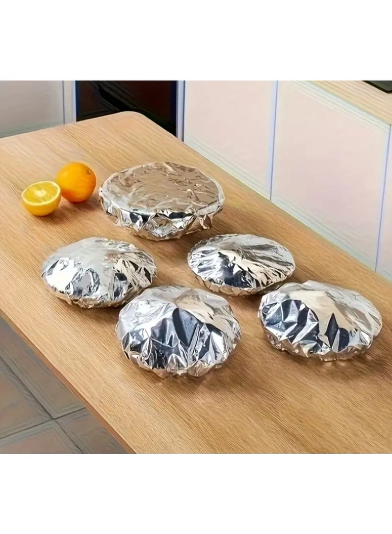 LDQ 20 Pcs Reusable Aluminum Foil Bowl & Cup Lids, Heat Resistant, Leak Proof, Insulating Covers for Food Storage, Keep Meals fresh, Protect Countertops from Heat Damage, Secure Fit for Bowl & Mugs, Countertop Protection, Textured Surface, Heat Resistant Cover, Kitchen Essentials, Compact Design, Sturdy Construction - Image 5