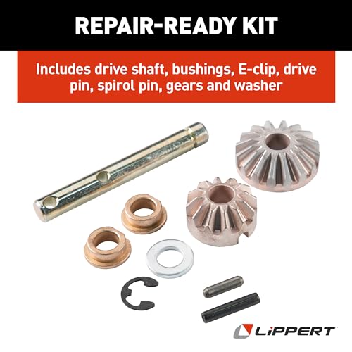 Lippert Components Lippert Power Landing Gear Repair Kit for 5th Wheel RV Follow Leg, Easy DIY Installation, Replacement Hardware, Drive Shaft, Bushings, E-clips, Pins, Gears, Washer - 146060 - Image 5