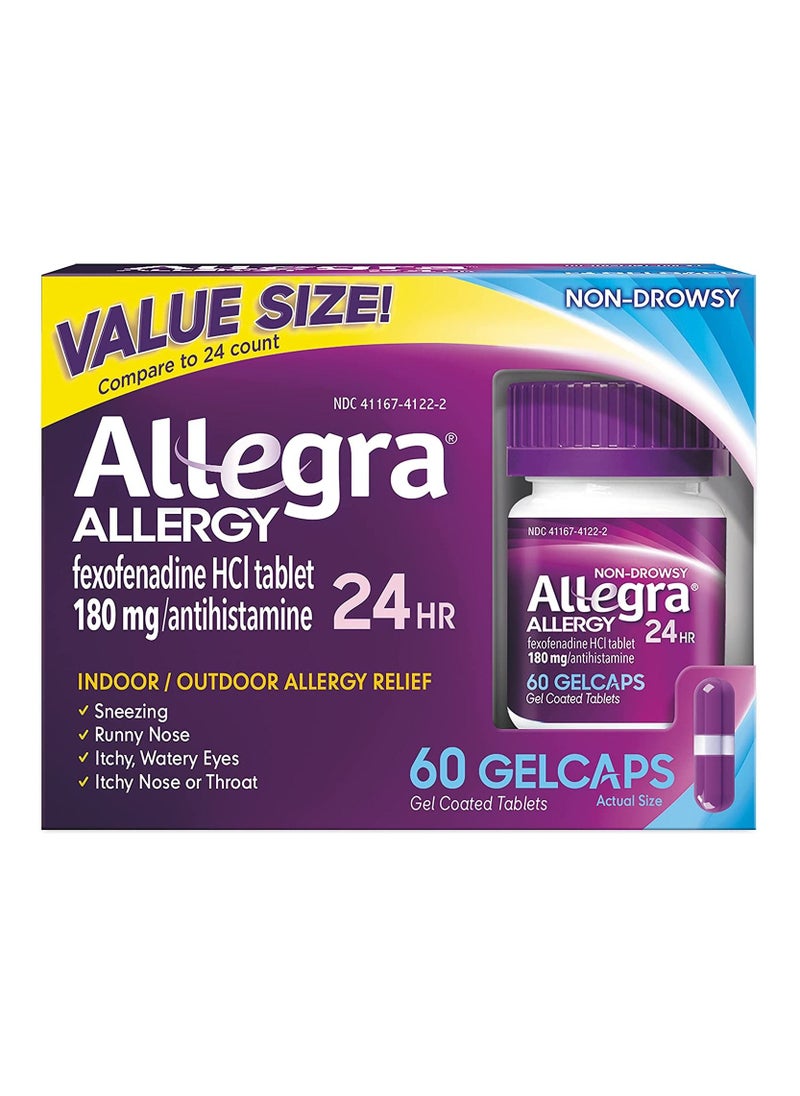 Allegra Allegra Adult Non Drowsy Antihistamine Gelcaps Fast acting Allergy Symptom Relief 