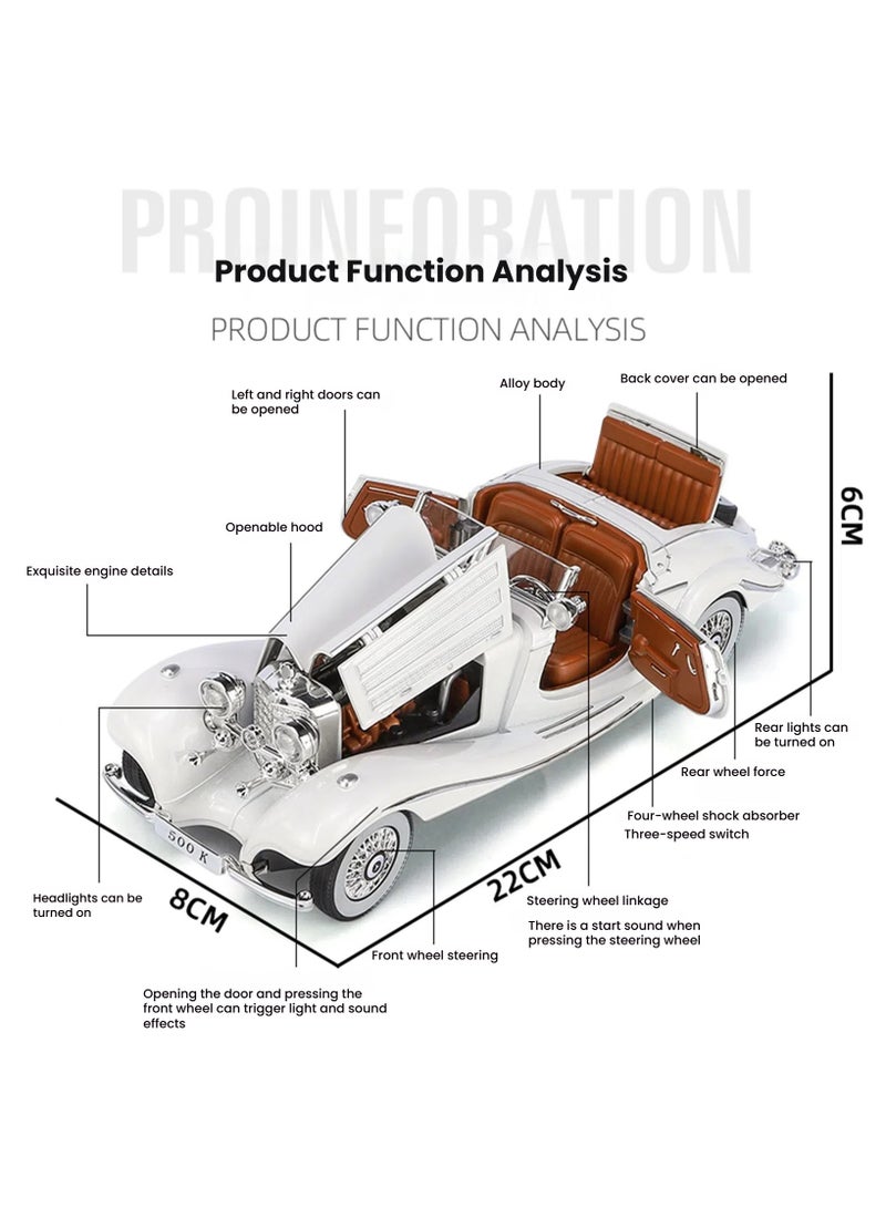 general 1/24 500K Alloy Car Model Sound and Light Pull Back Classic retro classic car model ornaments are a perfect replica of holiday gifts - Image 2