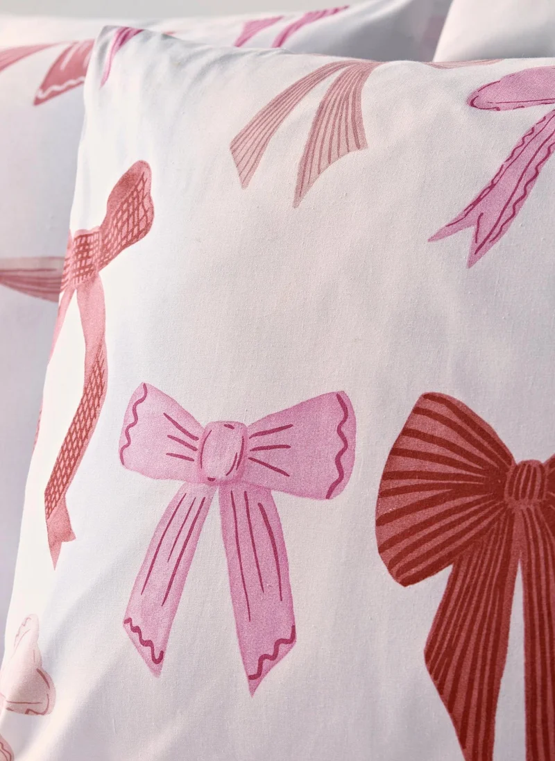 Matalan White Bow Print Bedding