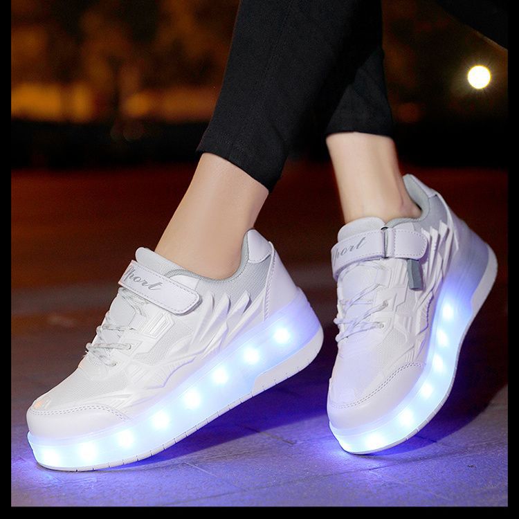 Explosions Double Walking Shoes Children'S Heal Walking Shoes Shrink Girls Boys' Roller Skates Charging Flash Skates - Image 5